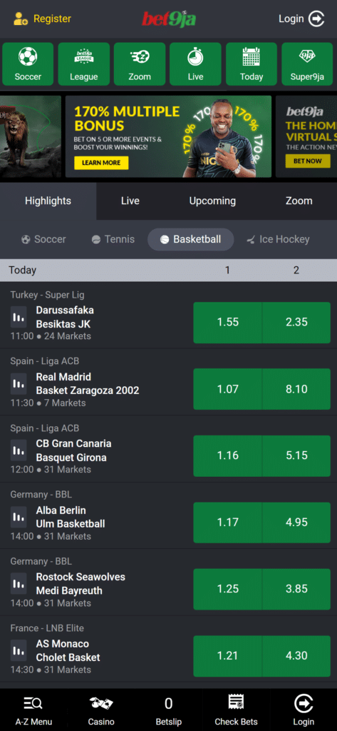 bet9ja basketball betting