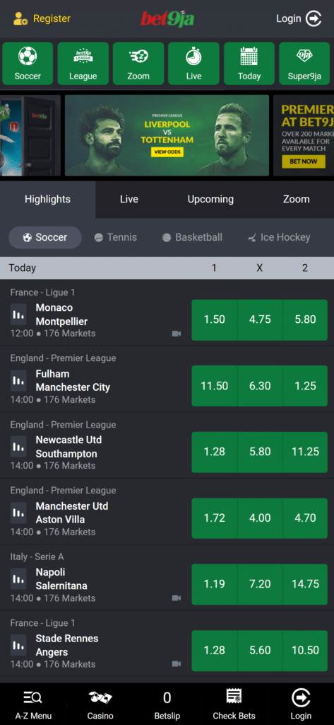 bet9ja soccer betting