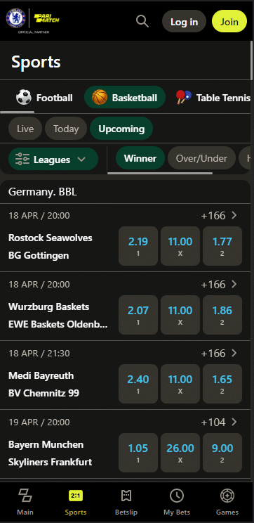 parimatch basketball betting